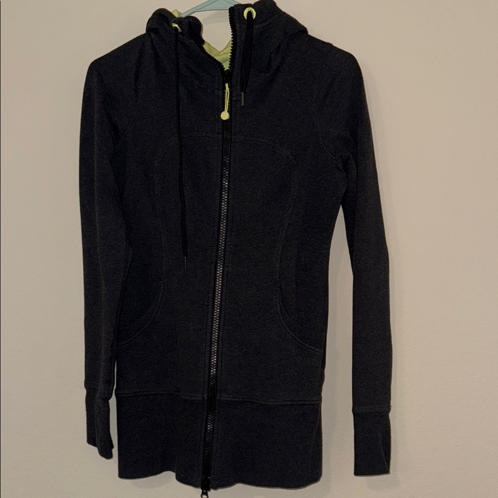 Lululemon Women's Black and Yellow Vintage Scuba Hoodie